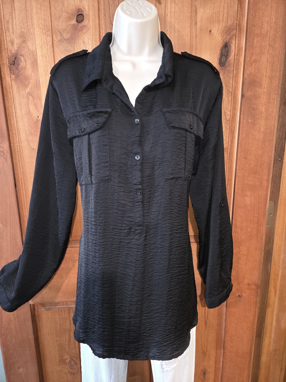 Mossimo Supply Co. Black Button-Front Long Sleeve Tunic